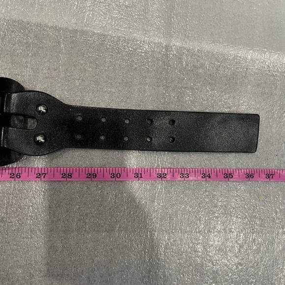 Club Monaco Black Woven Leather Wide  Belt with Silver Toned Buckle - Picture 8 of 11